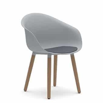 KIN303U1 Kin Tub  Chair With Wooden Legs, Upholstered Seat Pad