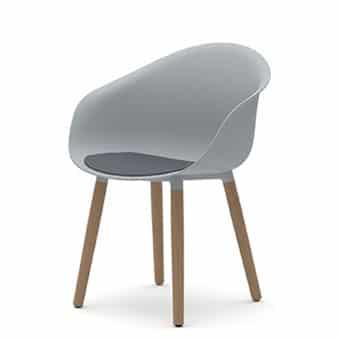 KIN303U1 Kin Tub  Chair With Wooden Legs, Upholstered Seat Pad
