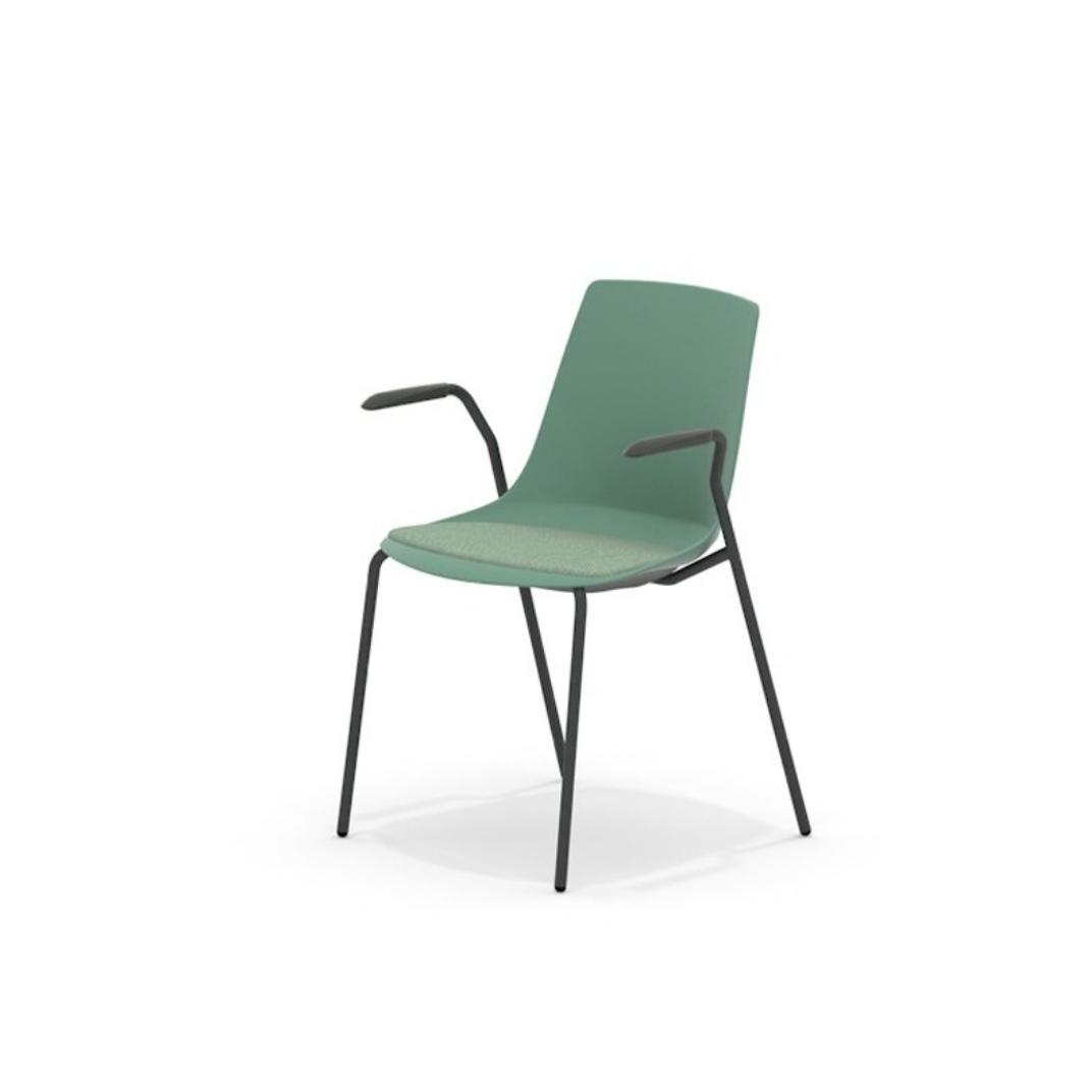 ARL11A Arlo Side Chair With 4 Leg Arm Frame, Upholstered Seat Pad
