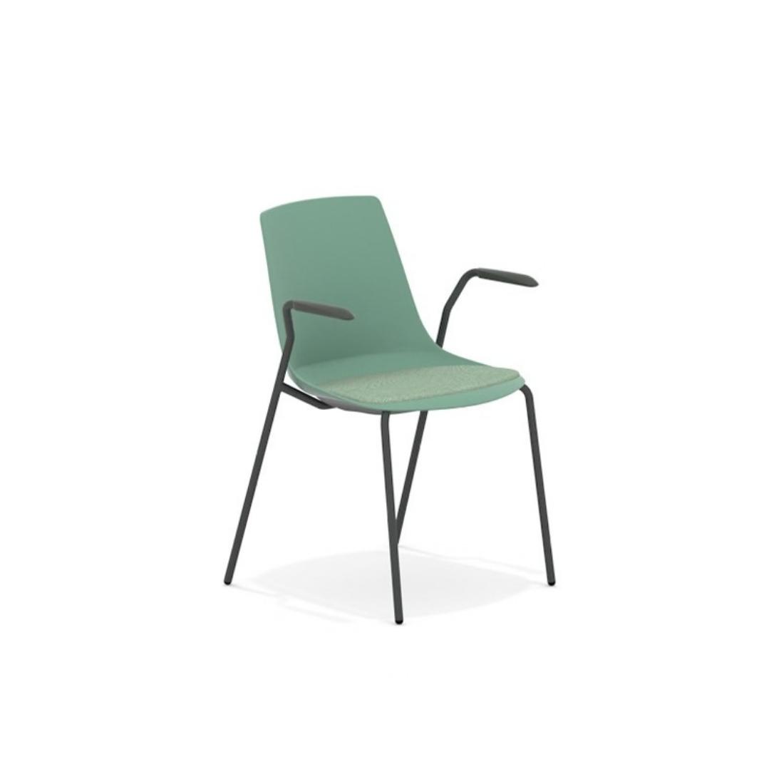 ARL11A Arlo Side Chair With 4 Leg Arm Frame, Upholstered Seat Pad