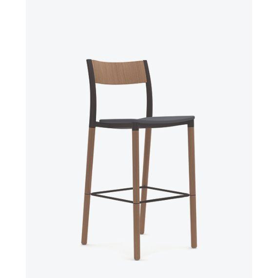 FLK303U1 Folk High Stool With Upholstered Seat and Plastic Back