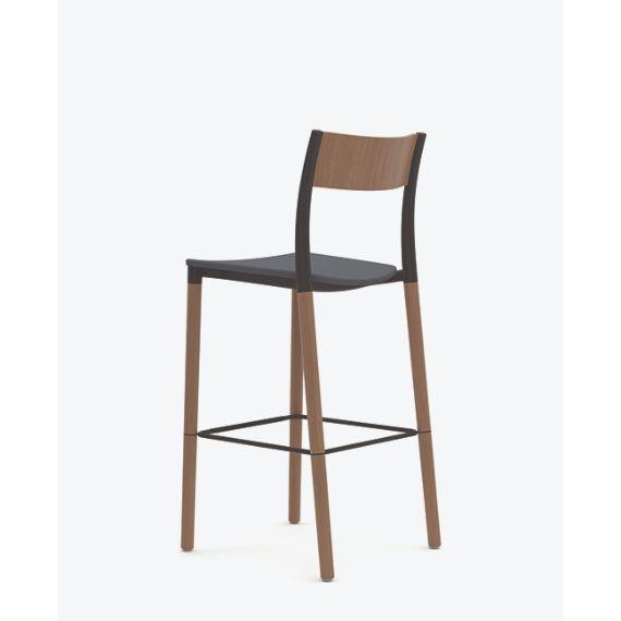 FLK301U1 Folk High Stool With Upholstered Seat and Wooden Back