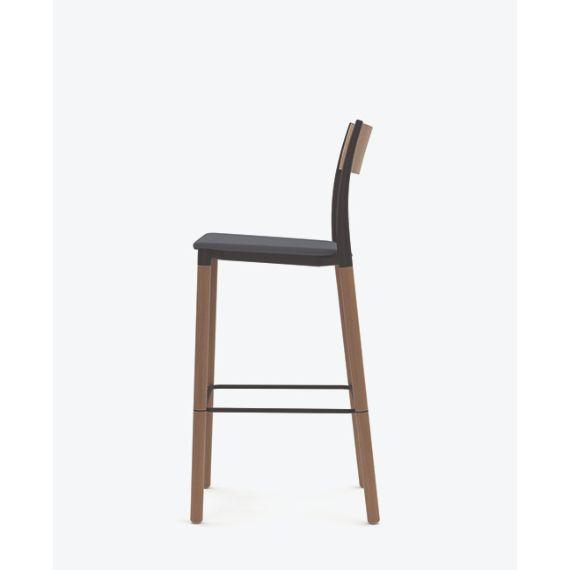 FLK301U1 Folk High Stool With Upholstered Seat and Wooden Back
