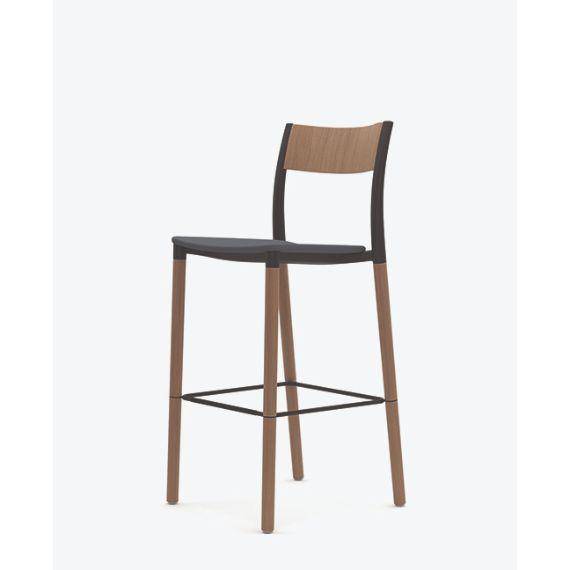 FLK303U1 Folk High Stool With Upholstered Seat and Plastic Back