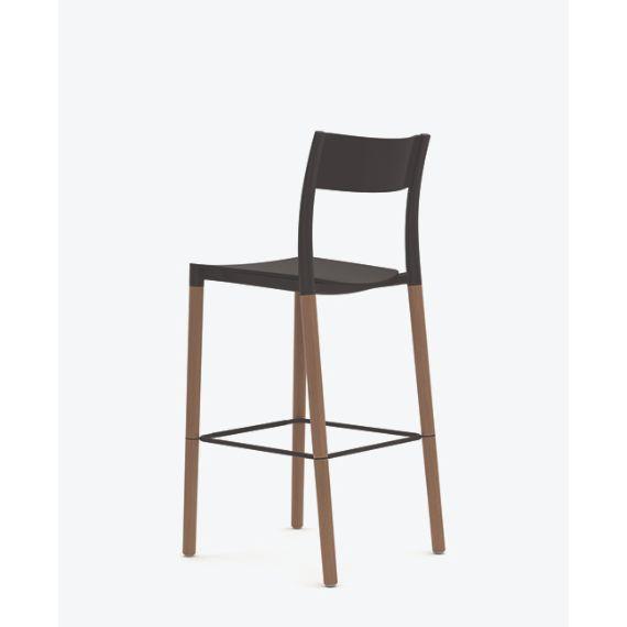FLK303 Folk High Stool With Plastic Seat and Back