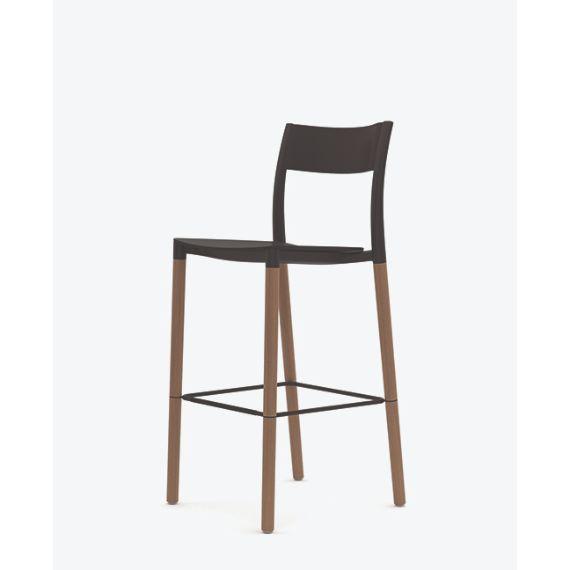 FLK303 Folk High Stool With Plastic Seat and Back
