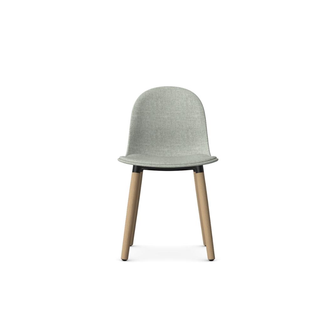 Kin Side Chair With Wooden Legs, Upholstered Shell