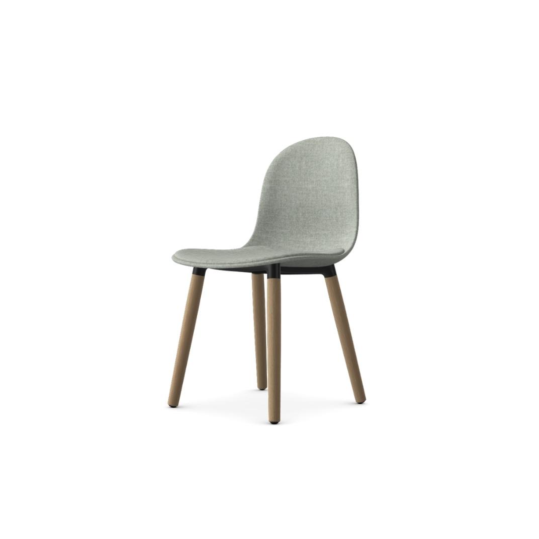 Kin Side Chair With Wooden Legs, Upholstered Shell
