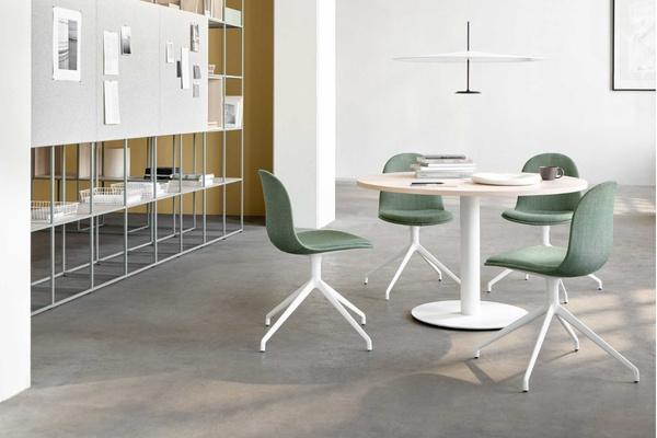 KIN105U3 Kin Side Chair With 5 Star Swivel Base, Upholstered Shell