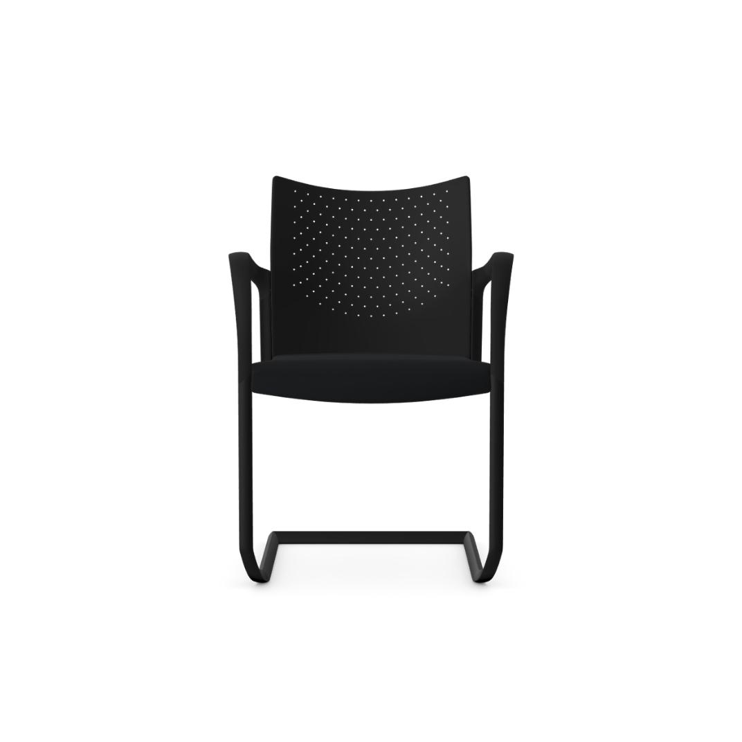 T105A Trillipse Cantilever With Upholstered Seat and Plastic Back, Stacking, With Arms