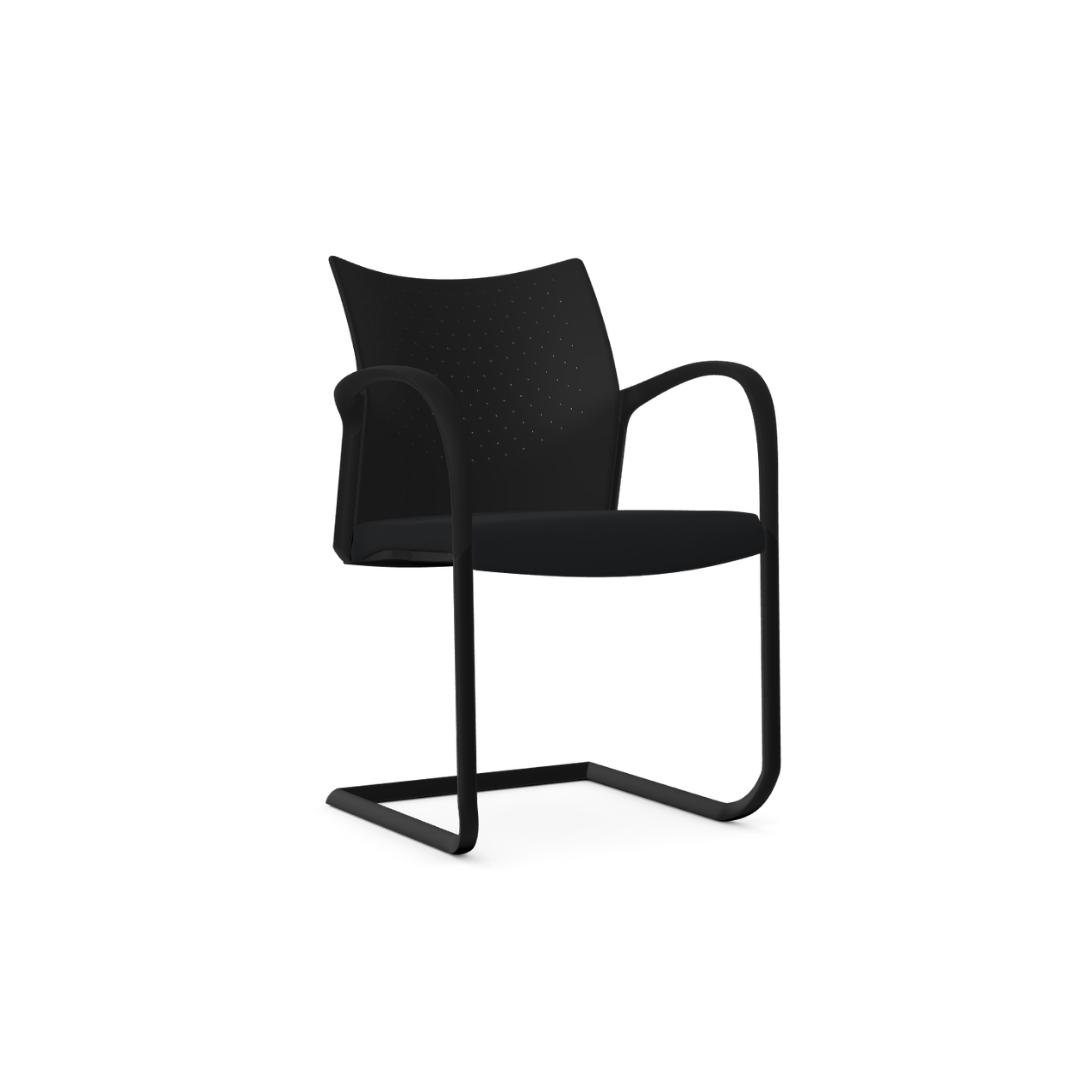 T105A Trillipse Cantilever With Upholstered Seat and Plastic Back, Stacking, With Arms