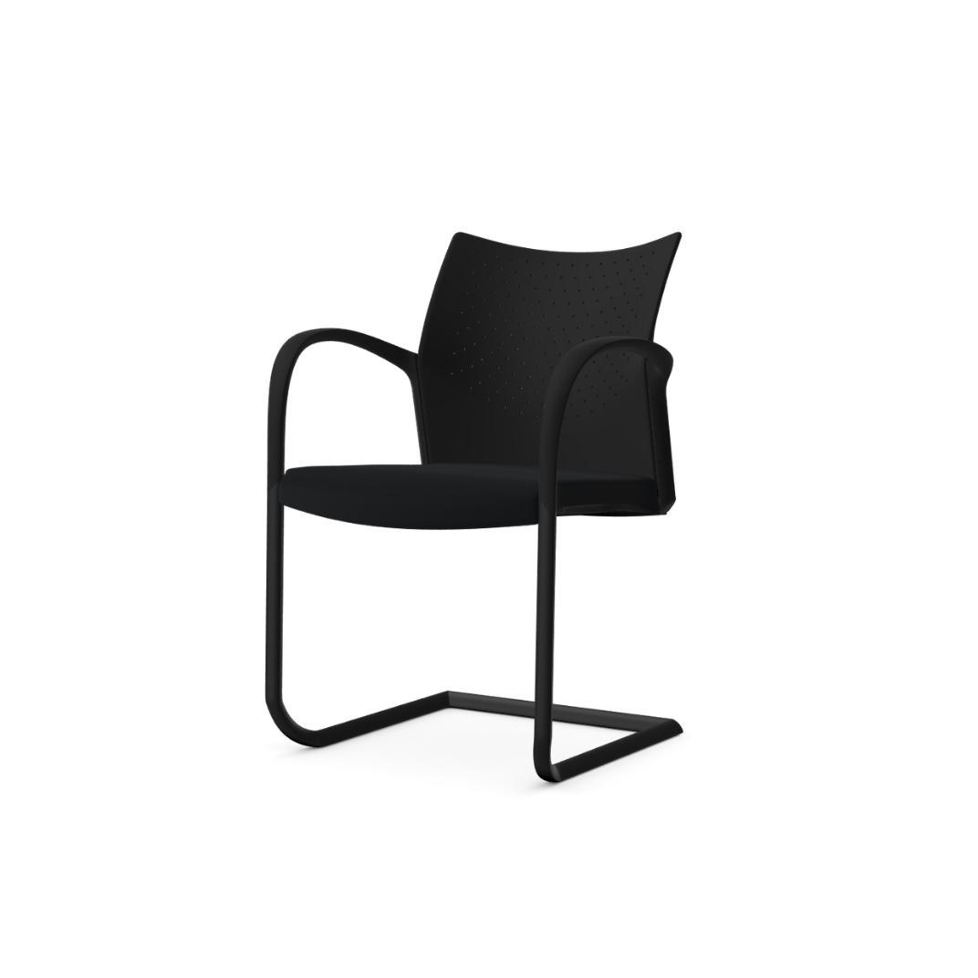 T105A Trillipse Cantilever With Upholstered Seat and Plastic Back, Stacking, With Arms