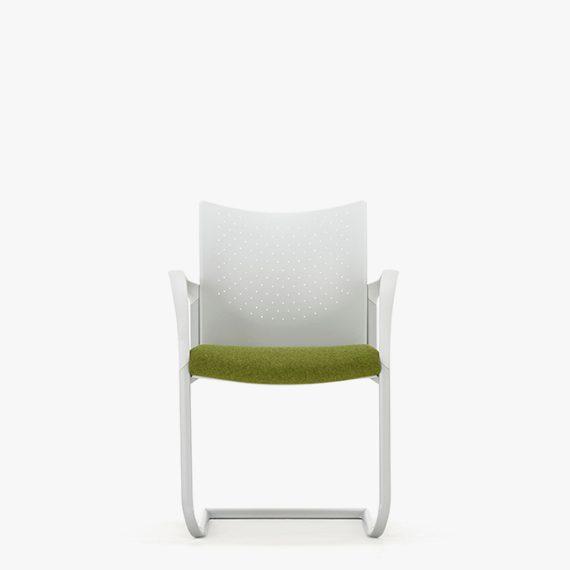 T105A Trillipse Cantilever With Upholstered Seat and Plastic Back, Stacking, With Arms