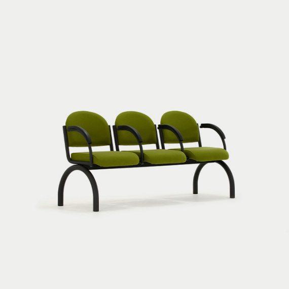 A180-ASSSA Public Space Beam Three Unit Beam Seating With Arms