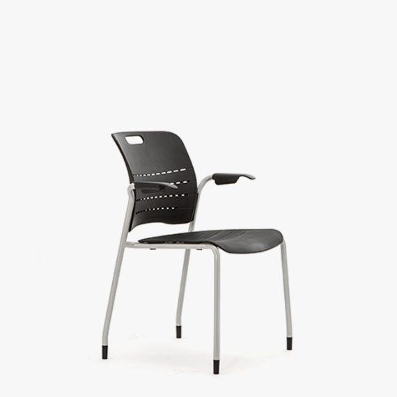 JNY01A Jonny 4 Leg Frame With Plastic Seat and Back, Plastic Glides With Arms