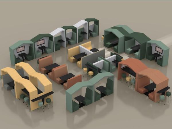 AX-2-R-NL Anex 2 Person Meeting Booth natural with no lights 