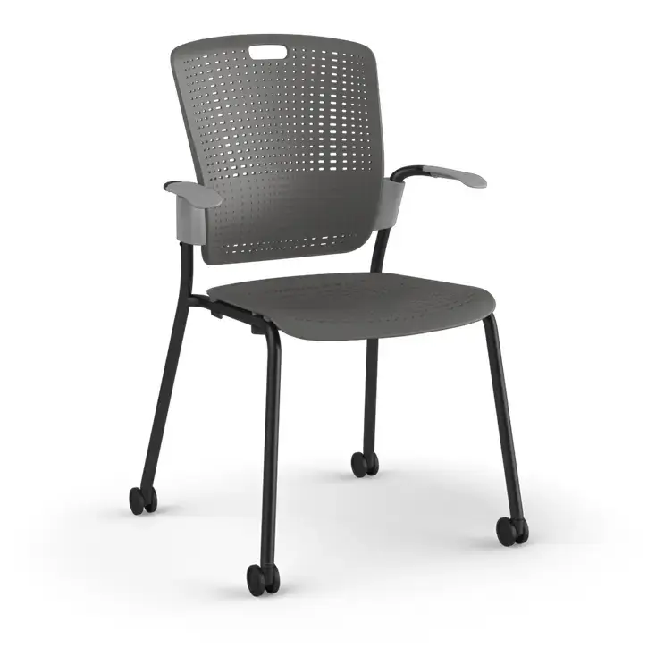 C25 Cinto Stacking Chair with Fixed Arms and Castors