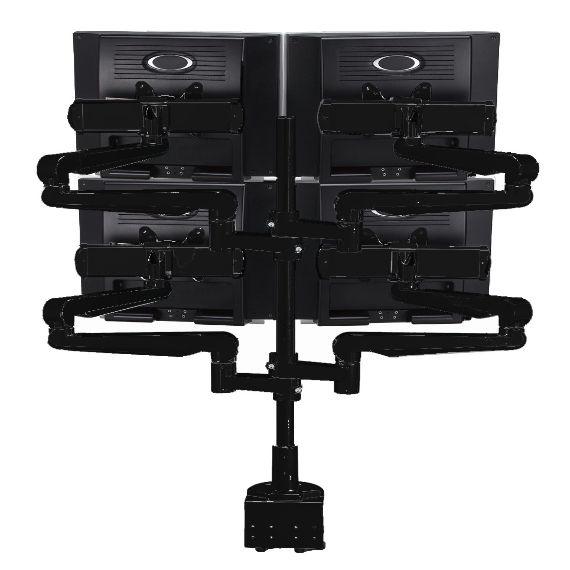 CMS2979B -  Ascend Multimount Quad Screen with Desk Clamp and Lateral Extension Plates 