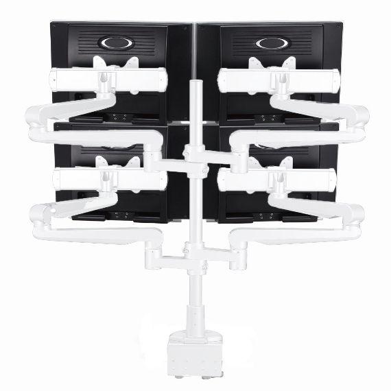 CMS2979W -  Ascend Multimount Quad Screen with Desk Clamp and Lateral Extension Plates 