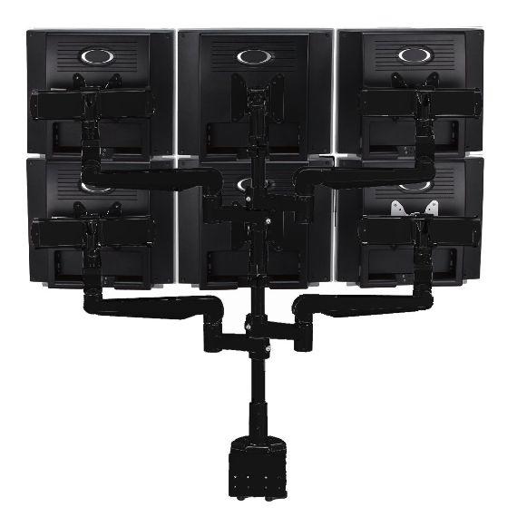 CMS2981B -  Ascend Multimount Six Screen with Desk Clamp and Lateral Extension Plates 
