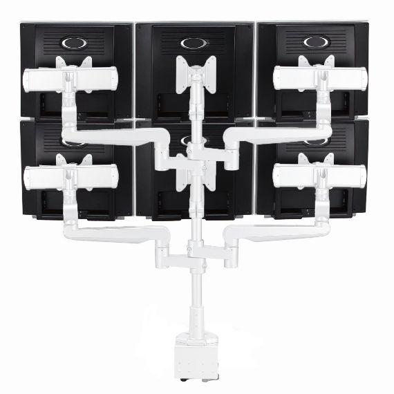 CMS2981W -  Ascend Multimount Six Screen with Desk Clamp and Lateral Extension Plates 