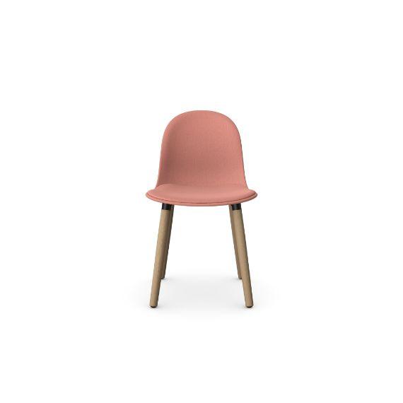 KIN103U3 Kin Side Chair With Wooden Legs, Upholstered Shell