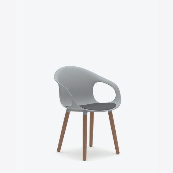 KIN203U1 - Kin Arm Chair, Wood Legs with Upholstered Seat Pad