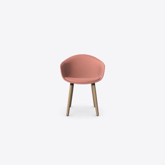 KIN303U3 Kin Tub Chair With Wooden Legs, Upholstered Shell