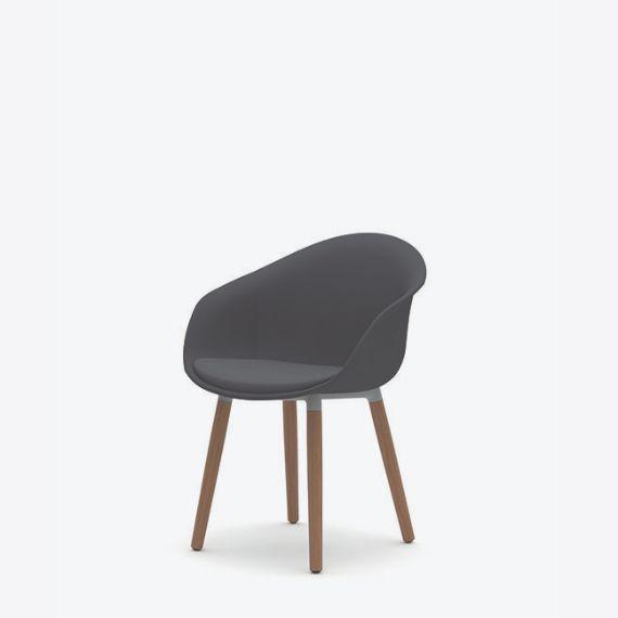 KIN303U3 Kin Tub Chair With Wooden Legs, Upholstered Shell