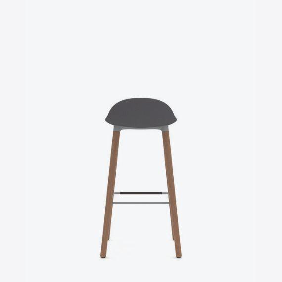 KIN503U3 Low Back Stool With Wooden Legs, Upholstered Shell