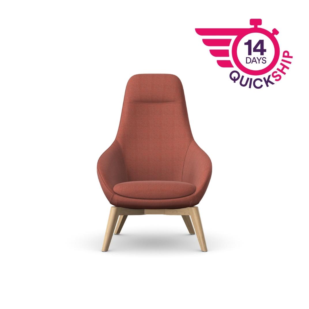 Aria 4 Wooden Legs Base Lounge Chair