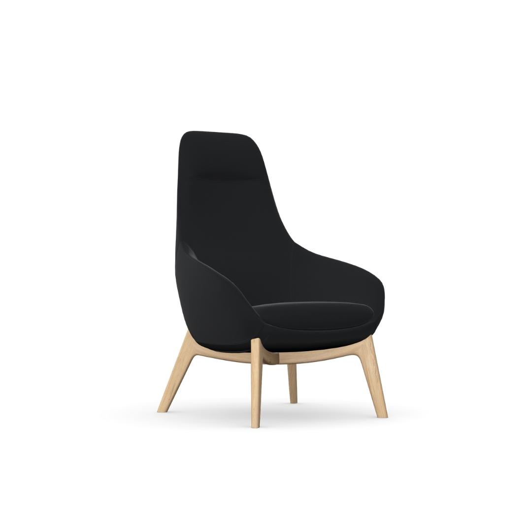 Aria Sculpted 4 Wooden Legs Base Lounge Chair