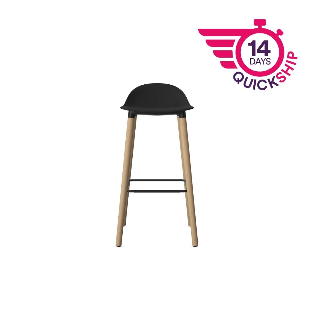KIN503 - Kin Low Back Stool, Wood Legs