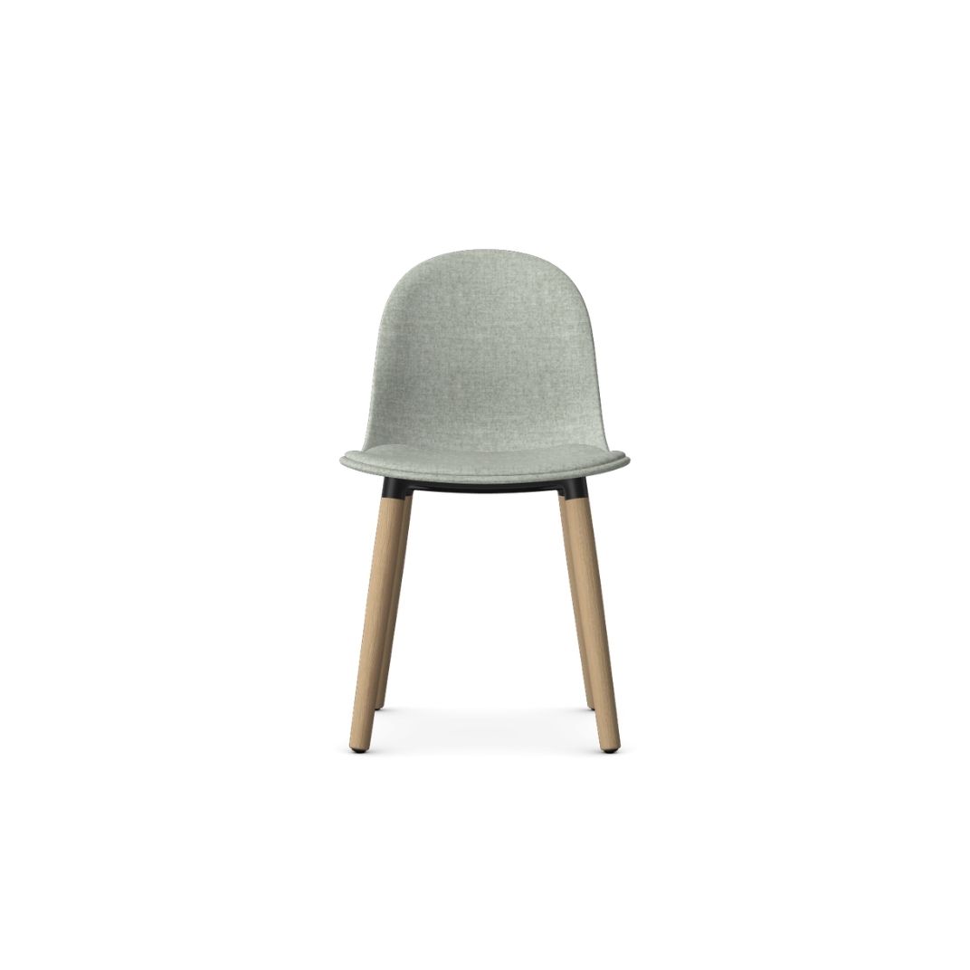 Kin Side Chair With Wooden Legs, Upholstered Shell