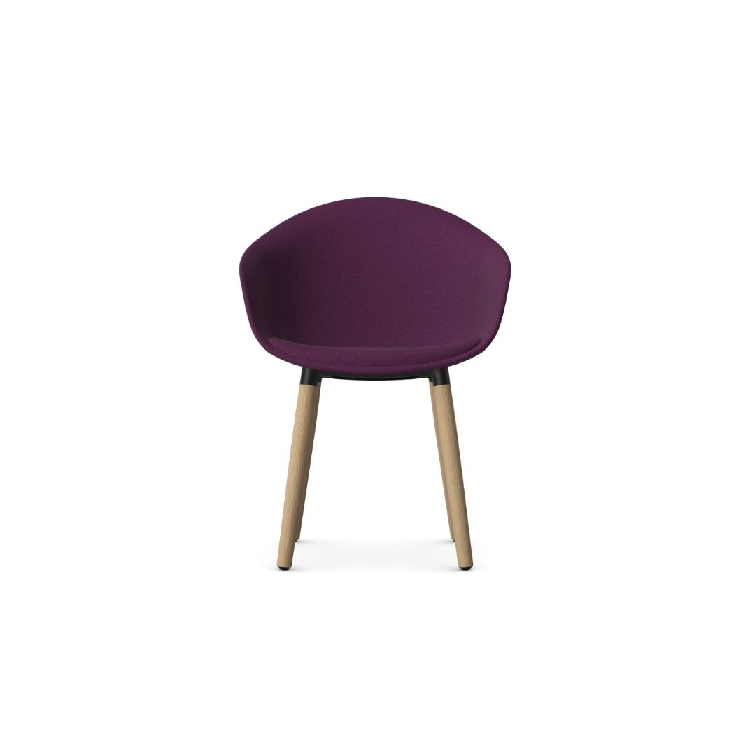 Kin Tub Chair With Wooden Legs, Upholstered Shell