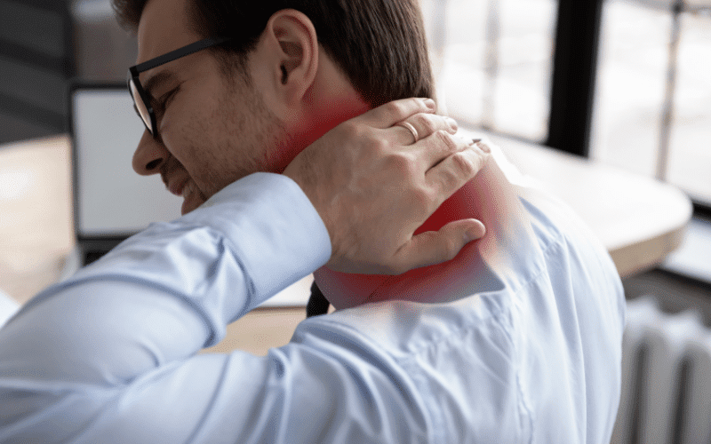 office worker with neck pain
