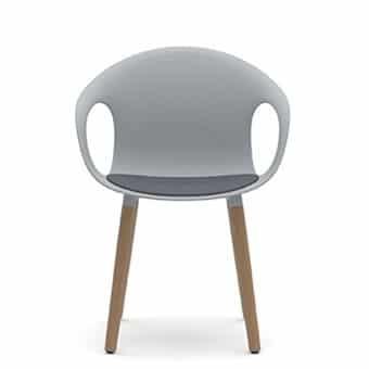 KIN203U1 - Kin Arm Chair, Wood Legs with Upholstered Seat Pad