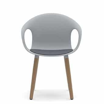 KIN203U1 - Kin Arm Chair, Wood Legs with Upholstered Seat Pad