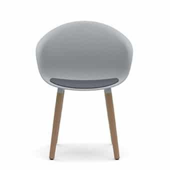 KIN303U1 Kin Tub Chair With Wooden Legs, Upholstered Seat Pad