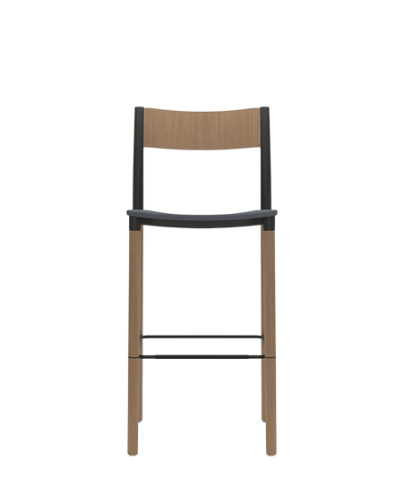 FLK301U1 Folk High Stool With Upholstered Seat and Wooden Back