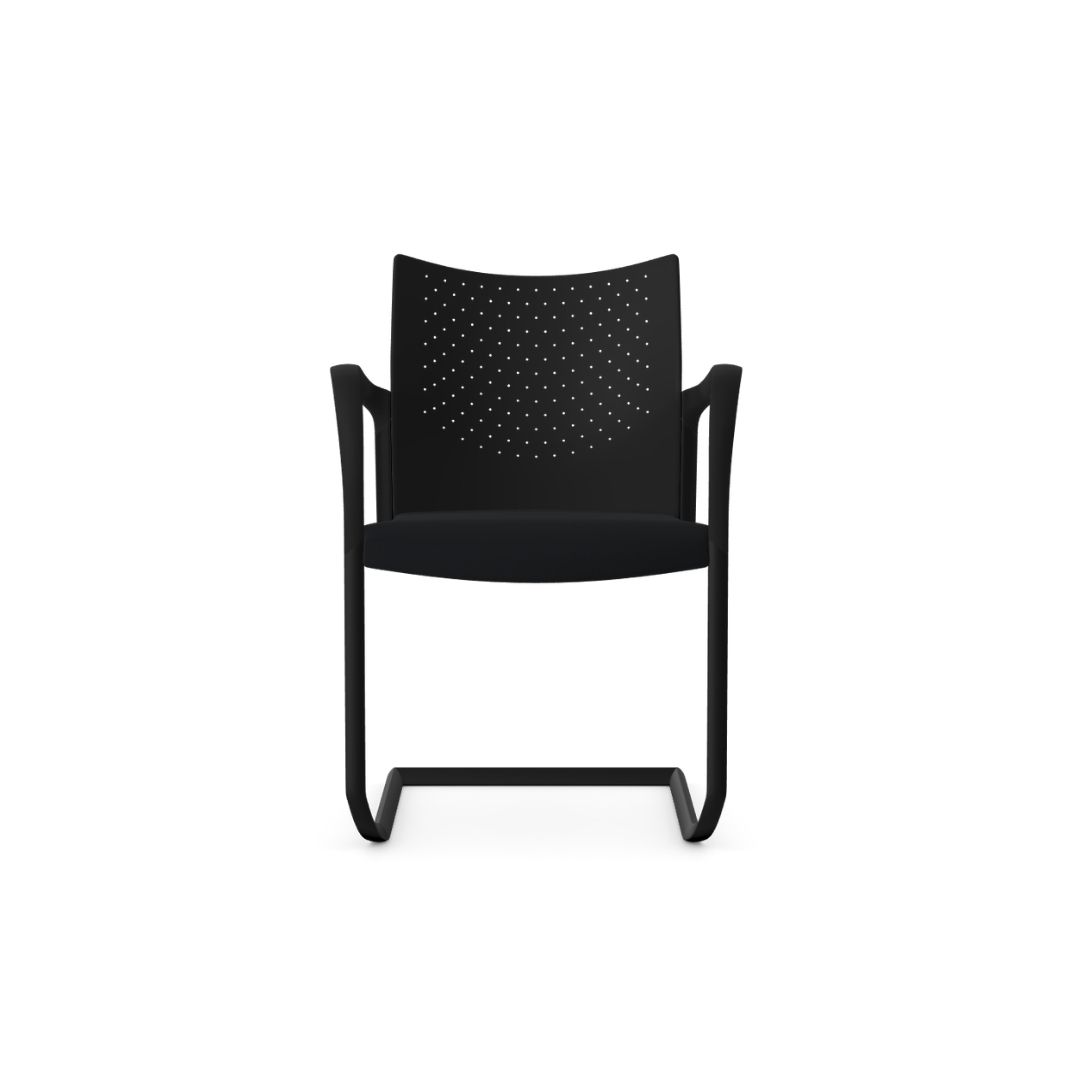 T105A Trillipse Cantilever With Upholstered Seat and Plastic Back, Stacking, With Arms