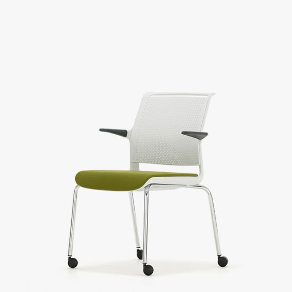 ADL12AC Ad-Lib Four Leg Motion Chair Plastic Back With Upholstered Seat With Arms