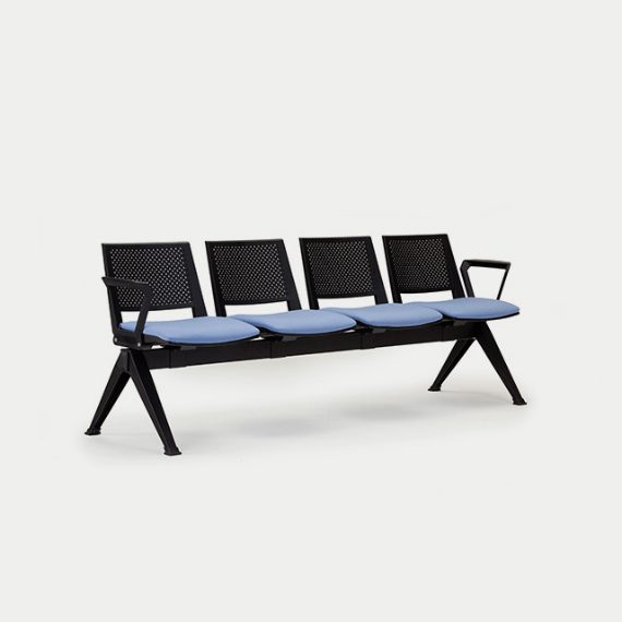 PLU-ASSSSA Pila Beam Four Unit Seat Beam, Upholstered Seat With Arms