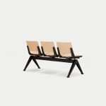 PLP-SSSS  Pila Beam Four Unit Seat Beam, Wooden Seat and Back