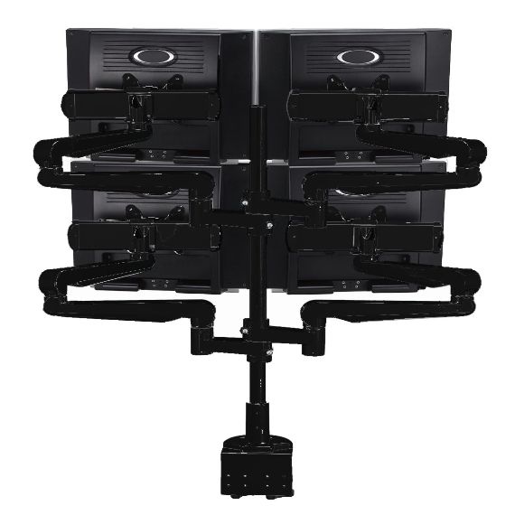 CMS2979B -  Ascend Multimount Quad Screen with Desk Clamp and Lateral Extension Plates